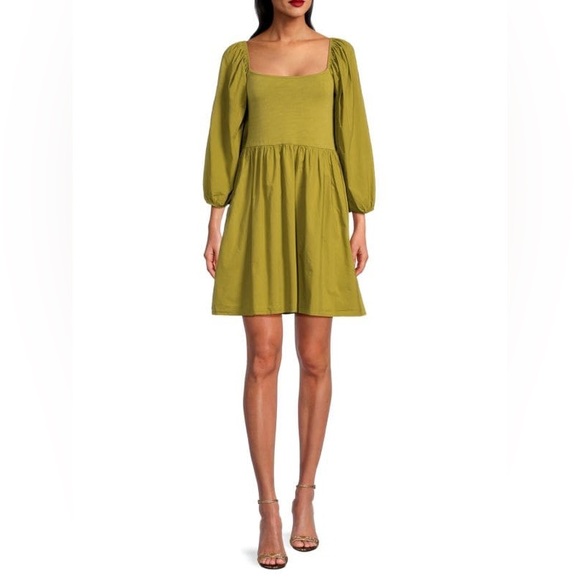 NATION LTDHeddie Squareneck Babydoll Minidress